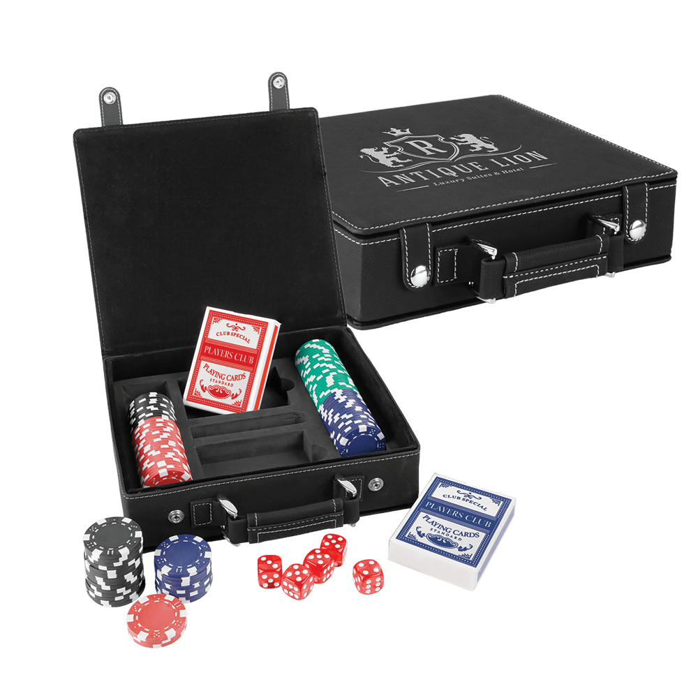Laserable Leatherette poker, setovi karata i kockica