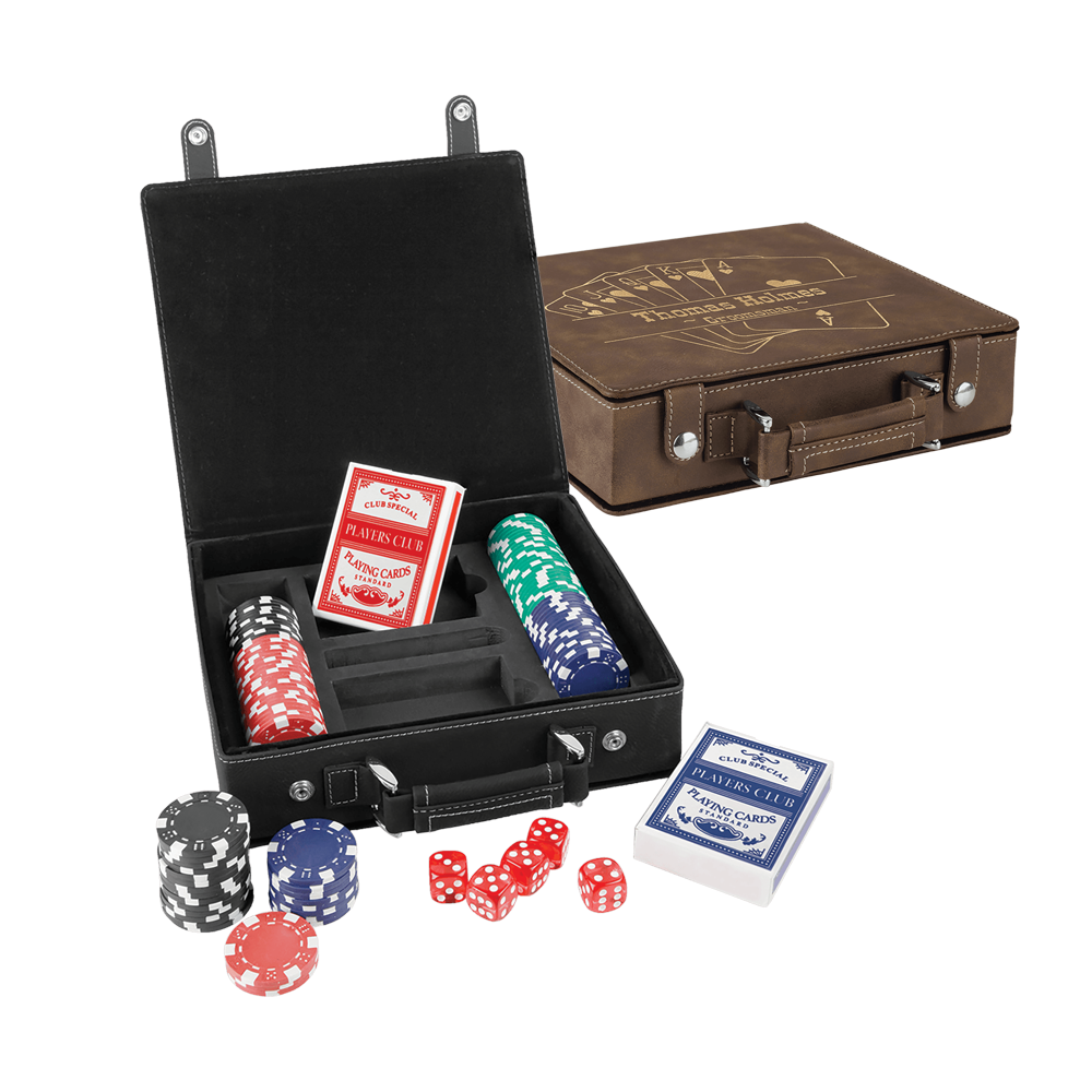 Laserable Leatherette poker, setovi karata i kockica
