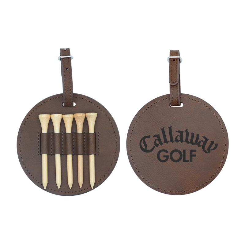 Okrugla oznaka za golf torbu od umjetne kože s 5 drvenih majica