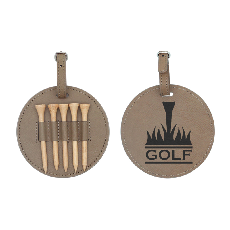 Okrugla oznaka za golf torbu od umjetne kože s 5 drvenih majica