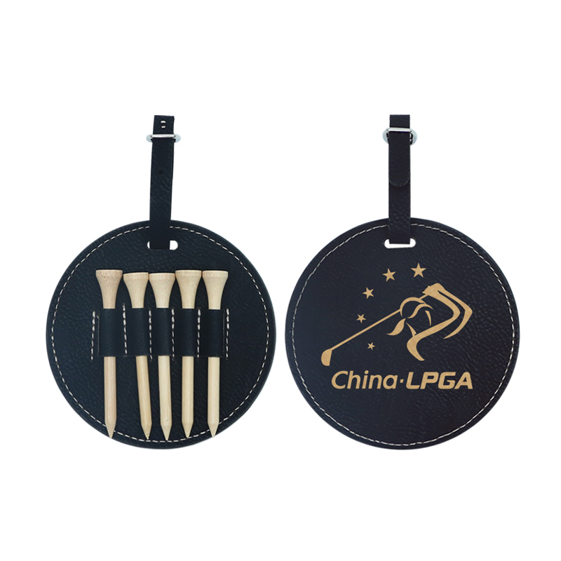 Okrugla oznaka za golf torbu od umjetne kože s 5 drvenih majica